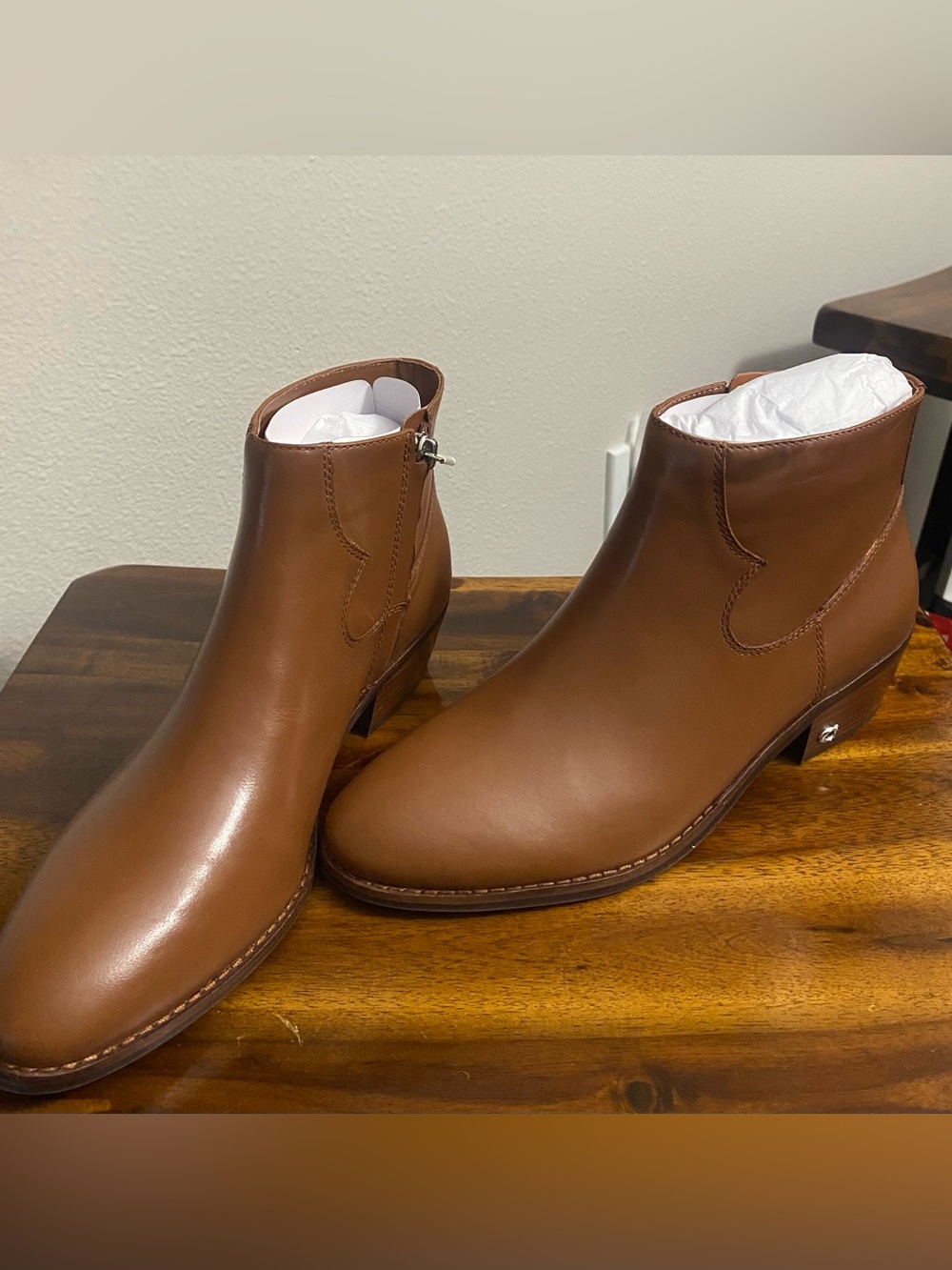 Coach Dannie Saddle Brown Leather Ankle Boots